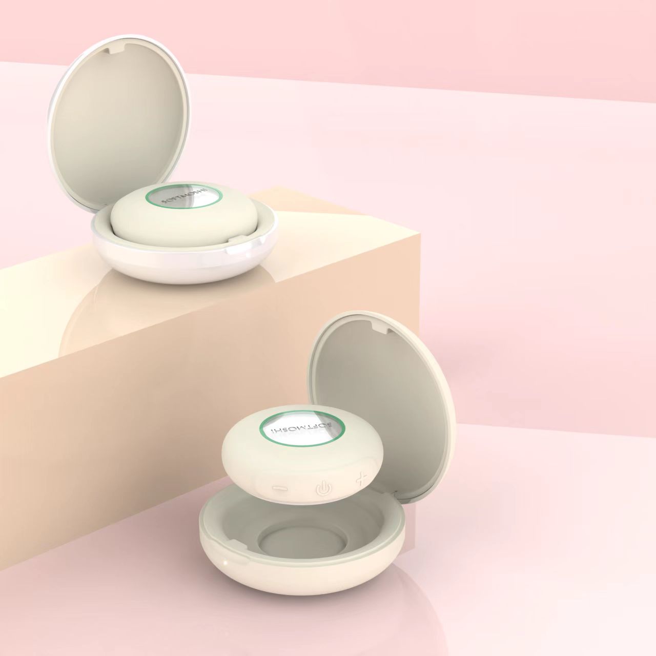 Softmoshi C1 Wearable Ultrasound Massager for Deep Muscle Relief (Pearl White)